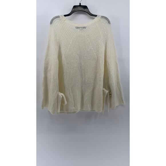 PROJECT NAADAM Women's Off-White Knit Scoop-Neck Long Sleeve Bow Sweater SZ L - Picture 2 of 10